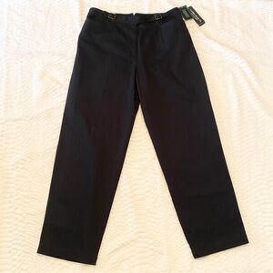 RALPH LAUREN Jeans Co Front Buckle Chino Pants Womens 16 Black Preppy DEADSTOCK